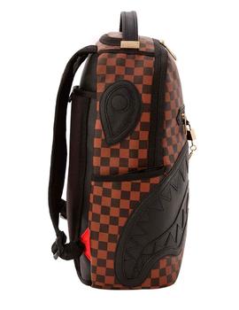 Mochila Sprayground de cuadros marrones y negros con candado