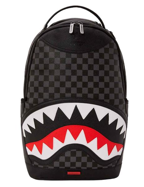 Mochila negra Sprayground del tiburón estilo Louis Vuitton