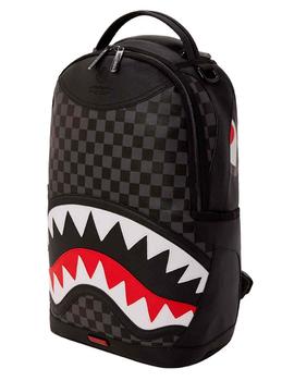 Mochila negra Sprayground del tiburón estilo Louis Vuitton