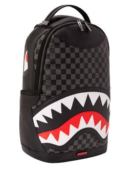 Mochila negra Sprayground del tiburón estilo Louis Vuitton