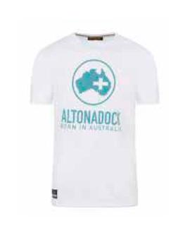Camiseta Altona Dock blanca con mapa azul Born in Australia