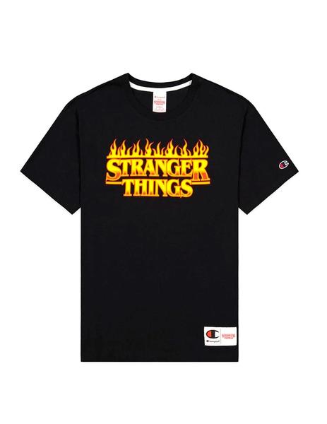 Camiseta Champion x Stranger Things negra unisex