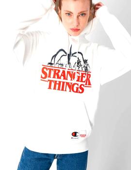 Sudadera Stranger Things x Champion blanca unisex