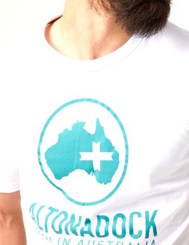 Camiseta Altona Dock blanca con mapa azul Born in Australia
