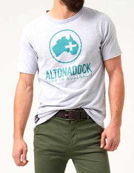 Camiseta Altona Dock gris con logo azul