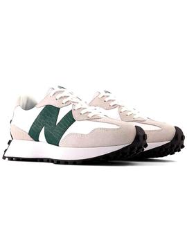 Zapatillas New Balance 327 blancas N verde para chica