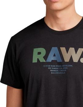 Camiseta G Star Raw Multi Colored negra para hombre