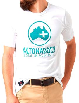 Camiseta Altona Dock blanca con mapa azul Born in Australia