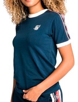 Camiseta Siksilk larga para mujer azul marino