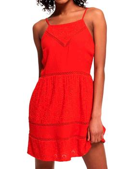 Vestido Superdry Lilah Schiffli rojo para mujer