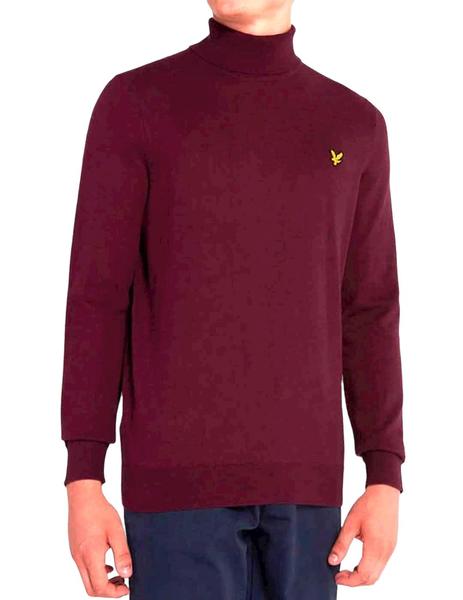 Jersey cuello alto granate Lyle Scott hombre