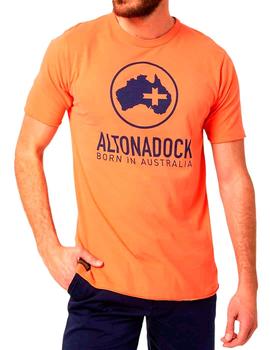 Camiseta Altona Dock naranja logo azul marino
