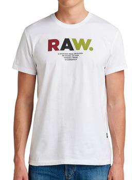 Camiseta G Star Raw Multi Colored blanca para hombre