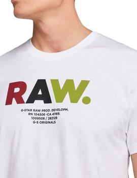 Camiseta G Star Raw Multi Colored blanca para hombre