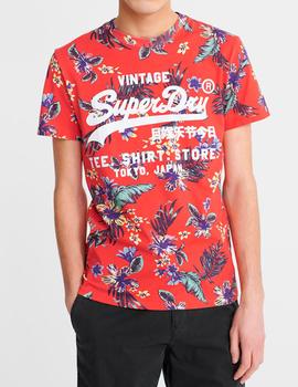 Camiseta Superdry roja estampada para hombre