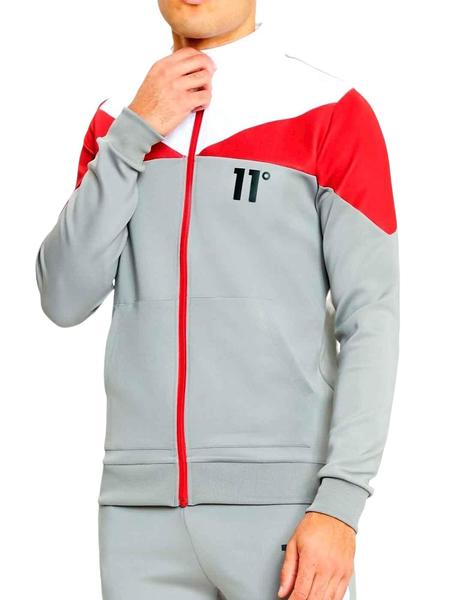 Chaqueta chandal 11 Degrees gris rojo y blanco
