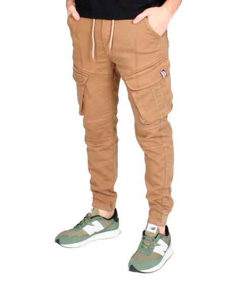 Comprar pantalon cargo de hombre camel con bolsillos