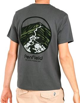 Camiseta Penfield gris estampada por la espalda para hombre