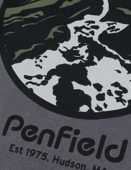 Camiseta Penfield gris estampada por la espalda para hombre