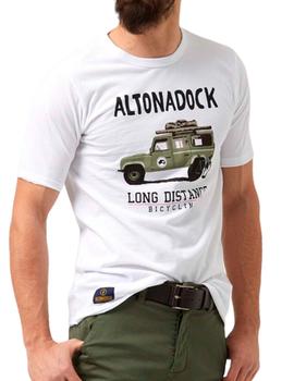 Camiseta Altona Dock blanca con Jeep para hombre