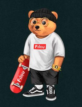 Camiseta Baron Filou negra Oso con ropa Streetwear