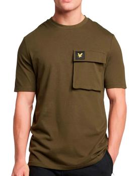 Camiseta Lyle Scott verde militar con bolsillo para hombre