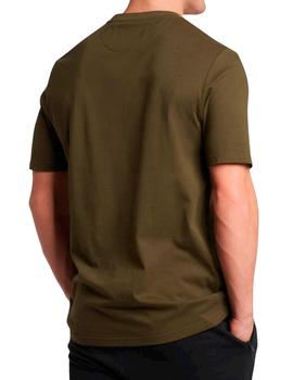 Camiseta Lyle Scott verde militar con bolsillo para hombre