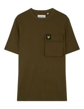 Camiseta Lyle Scott verde militar con bolsillo para hombre