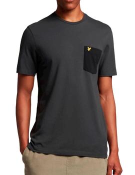 Camiseta Lyle Scott Contrast Pocket gris oscuro para hombre