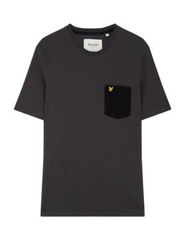 Camiseta Lyle Scott Contrast Pocket gris oscuro para hombre