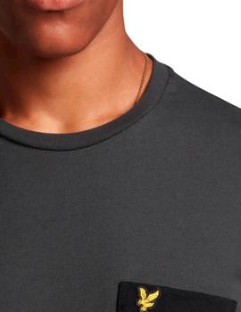 Camiseta Lyle Scott Contrast Pocket gris oscuro para hombre