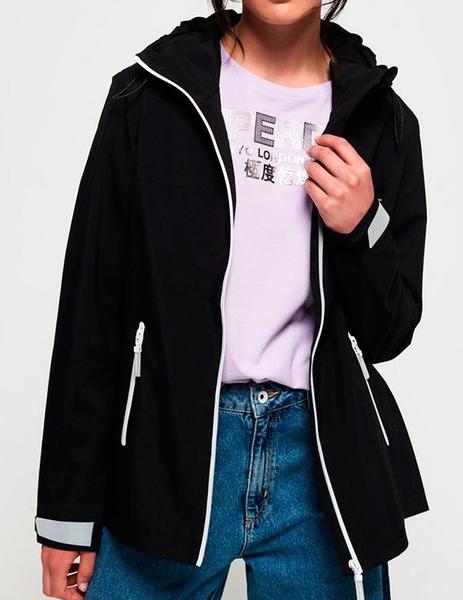 Maravilloso período por favor no lo hagas Chaqueta lluvia Superdry Waterproof negra de mujer