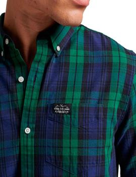 Camisa Superdry cuadros verdes para hombre