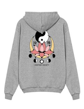 Sudadera Kaotiko Lotus Ying Yang gris para hombre
