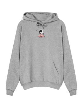 Sudadera Kaotiko Lotus Ying Yang gris para hombre