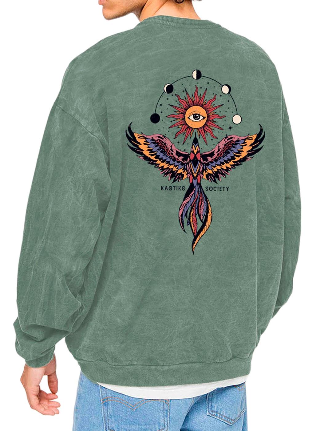 Sudadera Kaotiko Crew Phoenix verde Envíos 24h