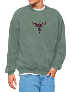 Sudadera Kaotiko Crew Washed Phoenix verde