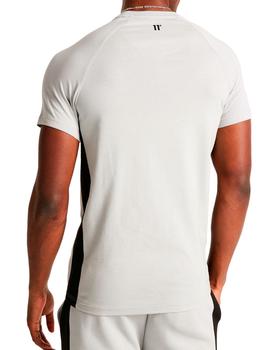 Camiseta 11 Degrees gris franja negra para hombre