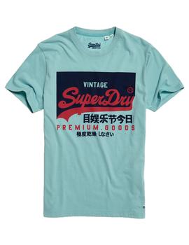 Camiseta Superdry Logo Retro verde para hombre