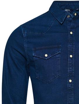 Camisa vaquera Superdry azul tinta para hombre