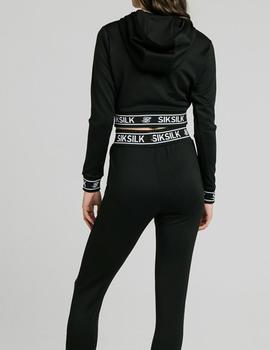 Sudadera Siksilk Half Zip Track negra para mujer