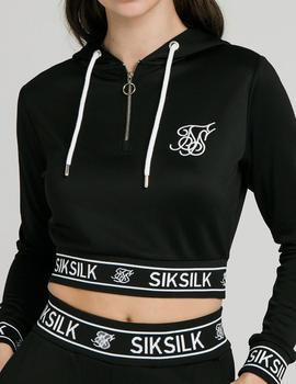 Sudadera Siksilk Half Zip Track negra para mujer