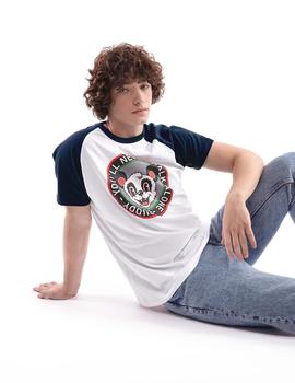 Camiseta Buddy Archive Ranglan blanca y marino para hombre