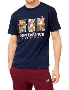 Camiseta New Balance Basketball azul marino para hombre