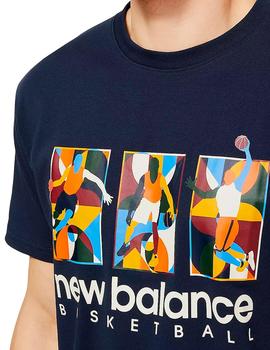 Camiseta New Balance Basketball azul marino para hombre