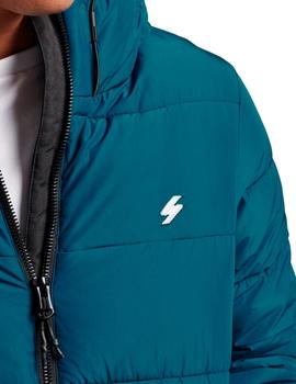 Plumas azul Superdry con capucha para hombre