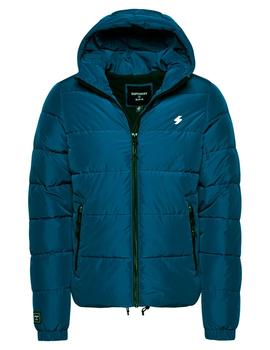 Plumas azul Superdry con capucha para hombre