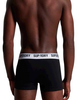 Caja de calzoncillos Superdry negro, gris y blanco