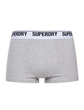 Caja de calzoncillos Superdry negro, gris y blanco