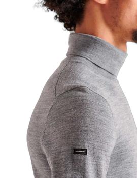 Jersey cuello vuelto Superdry gris para hombre